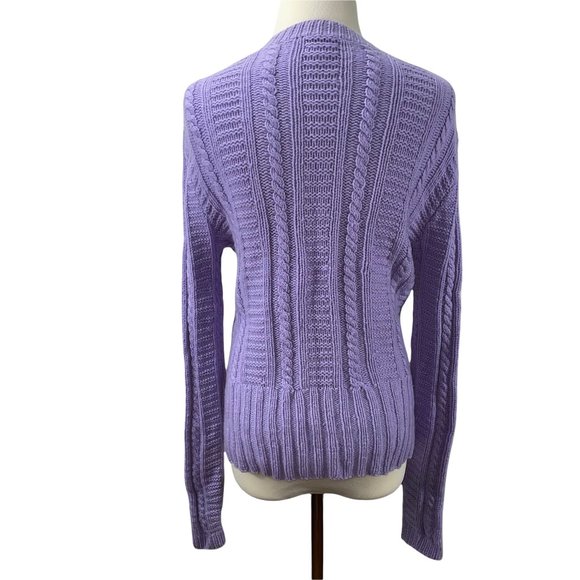 TSE Cashmere Cable Knit Purple Cardigan Sweater Size M Lightweight Button - Picture 6 of 12